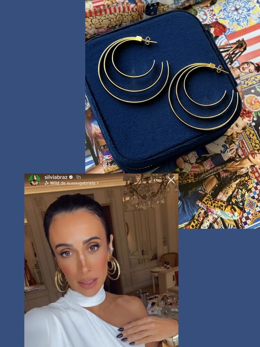 Brinco Argola Tripla em Banho de Ouro