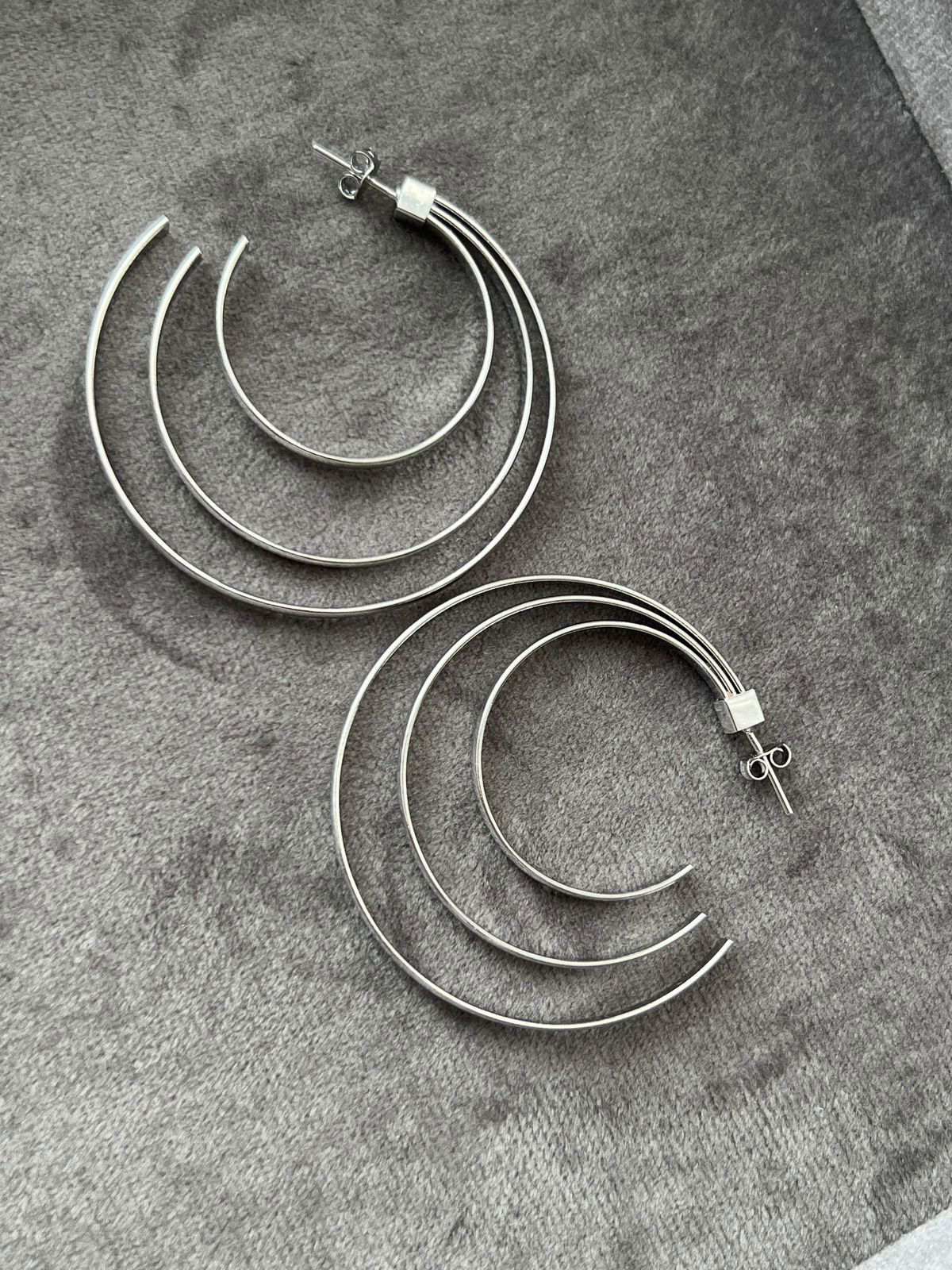 Brinco Argola Tripla em Banho de Ródio Branco