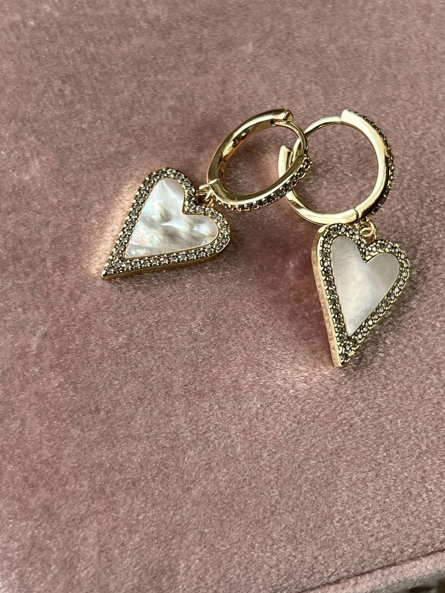 Brinco Argolinha Clik com Zircônia Cristal e Madrepérola em Banho de Ouro