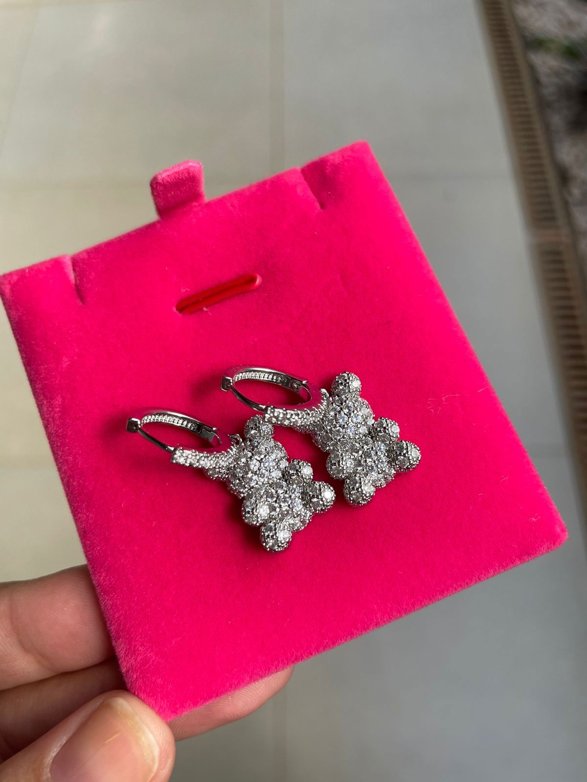 Brinco Argolinha Ted em Banho de Ródio Branco