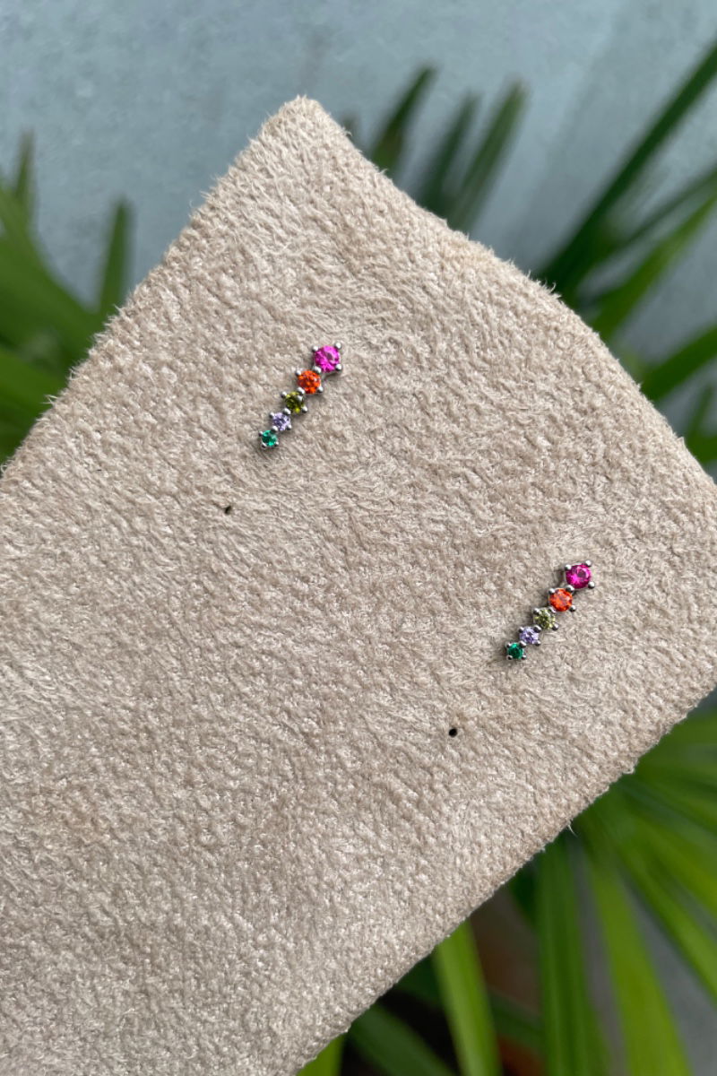 Brinco Degrade Colors em Ródio Branco