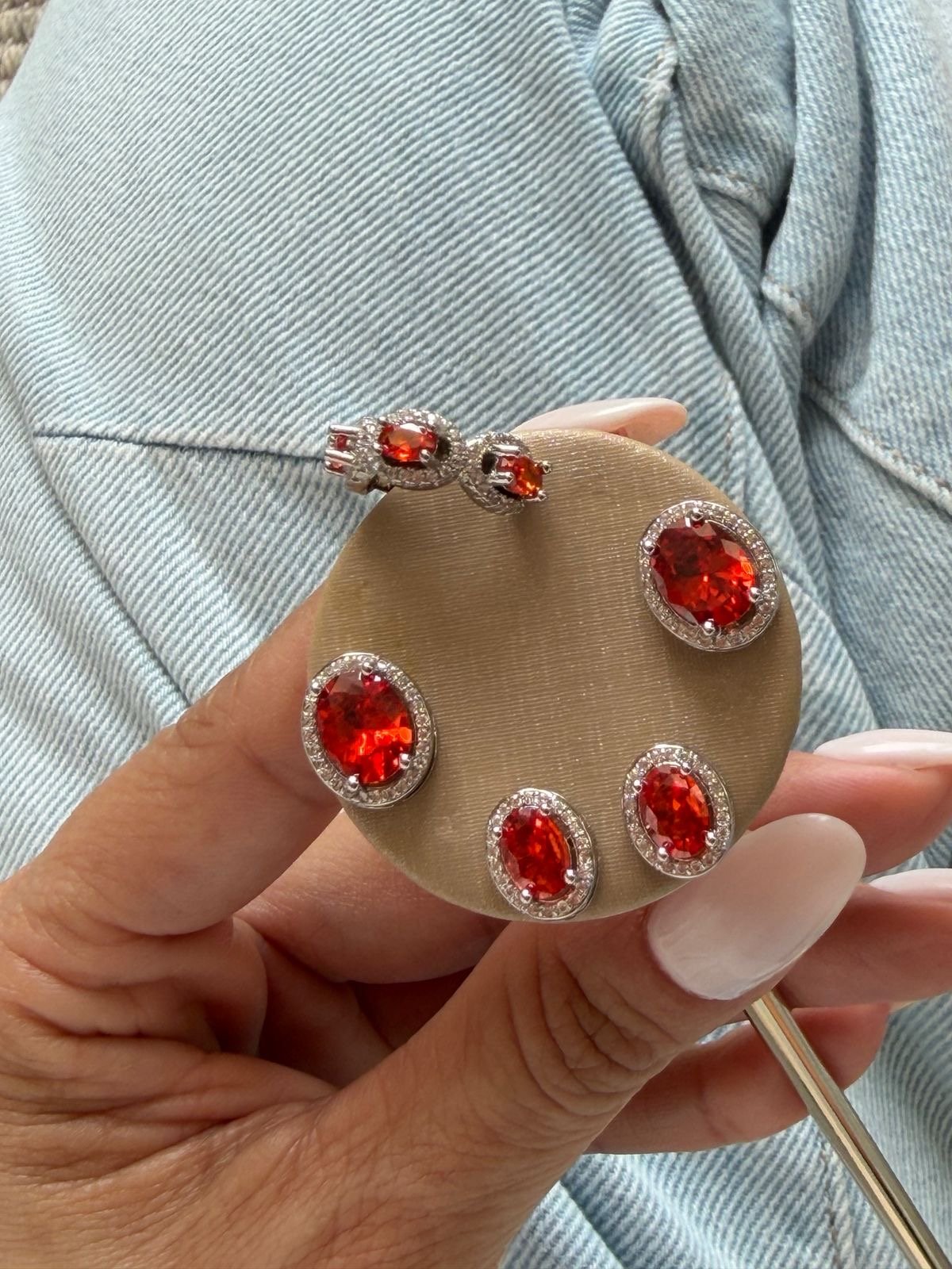 Brinco Dupla + Piercing Fake com Zircônia Cristal e Aperol em Banho de Ródio Branco