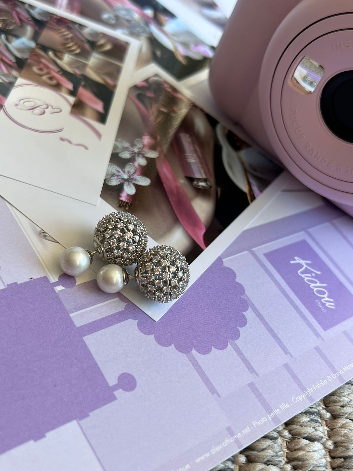 Brinco Ear Jecket com Zircônia Cristal e Pérola em Banho de Ródio Branco