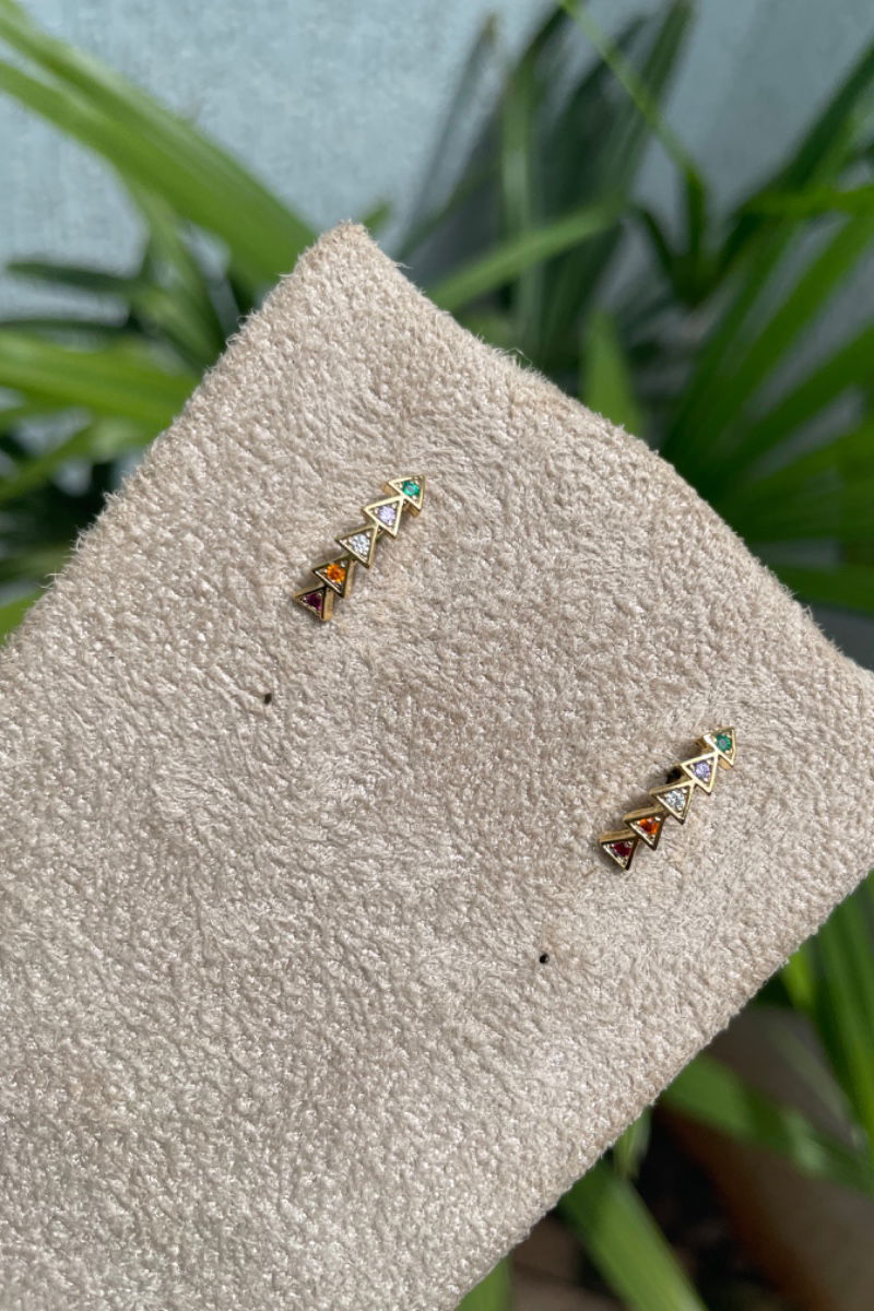 Brinco Flecha Colors em Banho De Ouro