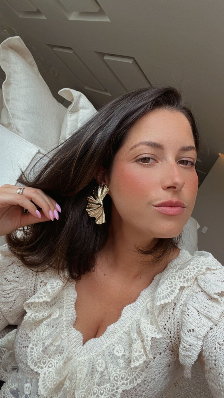 Brinco Leque em Banho de Ouro