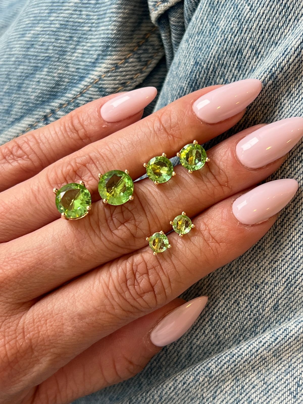 Brinco Trio com Zircônia Maça Verde em Banho de Ouro