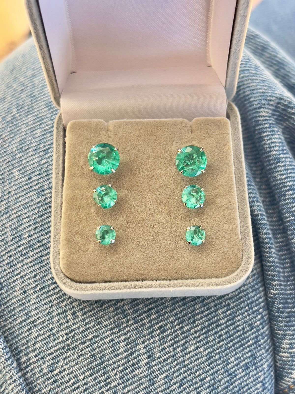 Brinco Trio Ponto de Luz Turmalina em Banho de Ródio Branco