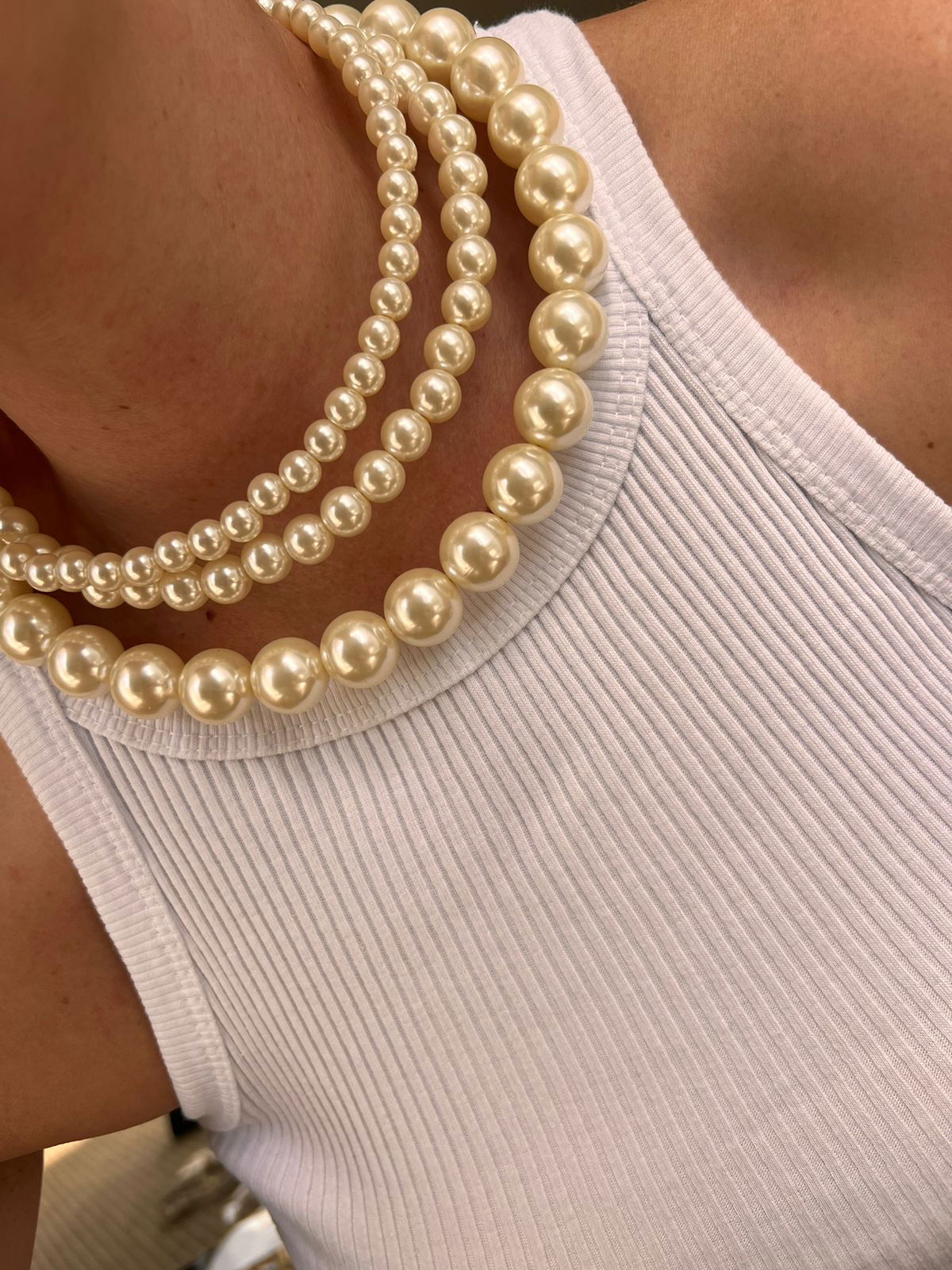 Choker Aro com Pérola 8mm em Banho de Ródio Branco