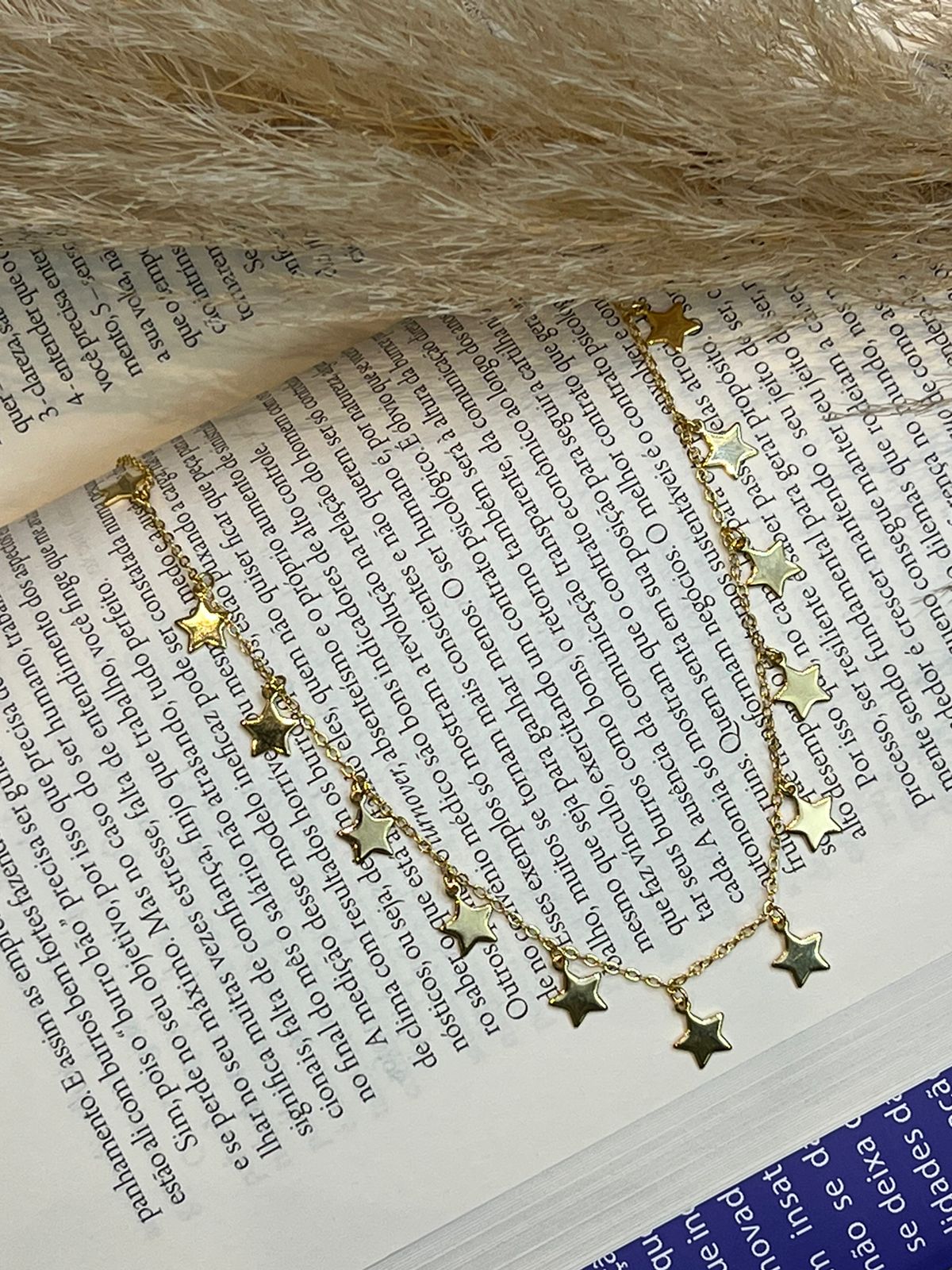 Choker com Estrelas Lisa em Banho de Ouro