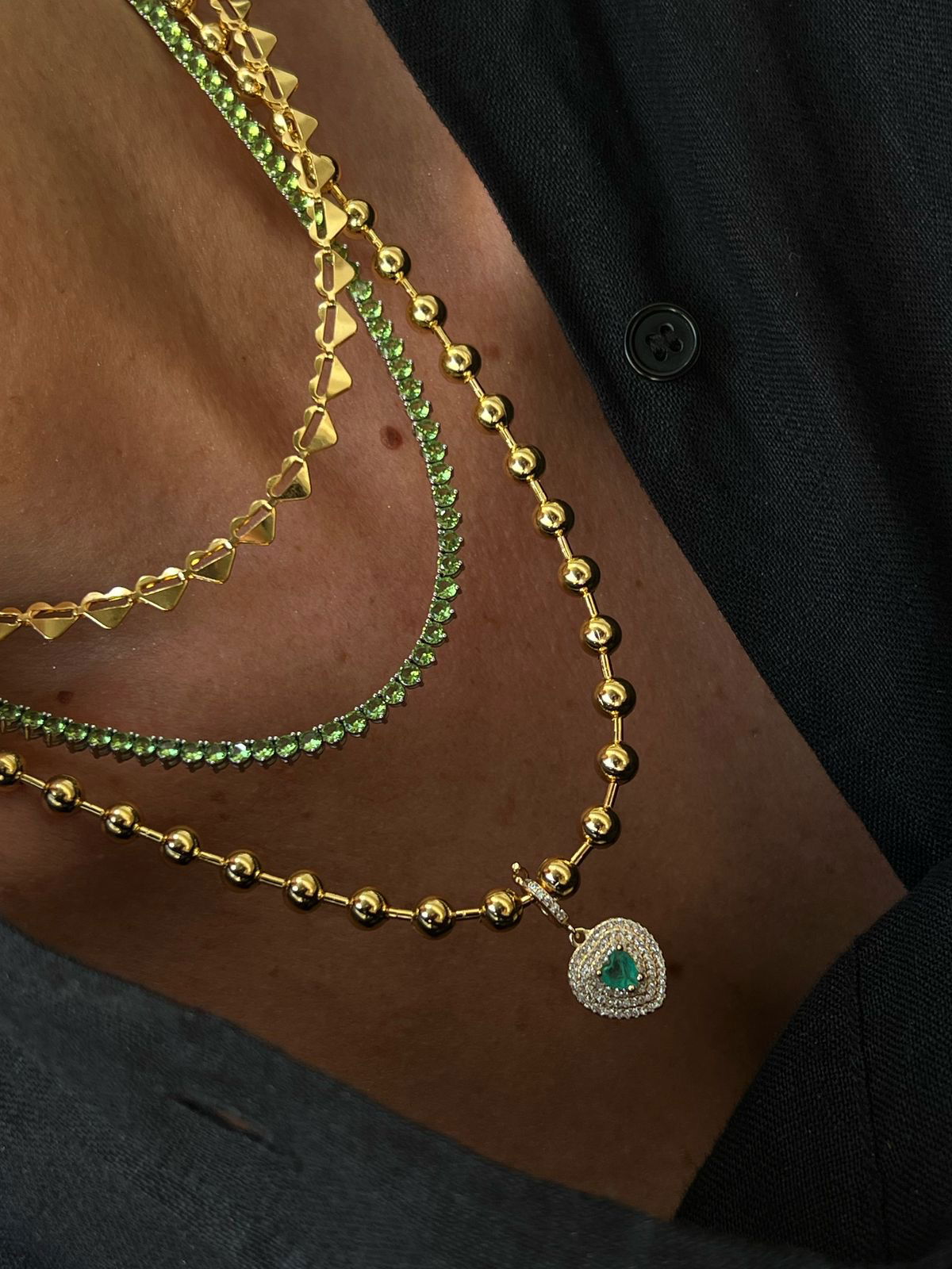 Choker Coração em Banho de Ouro