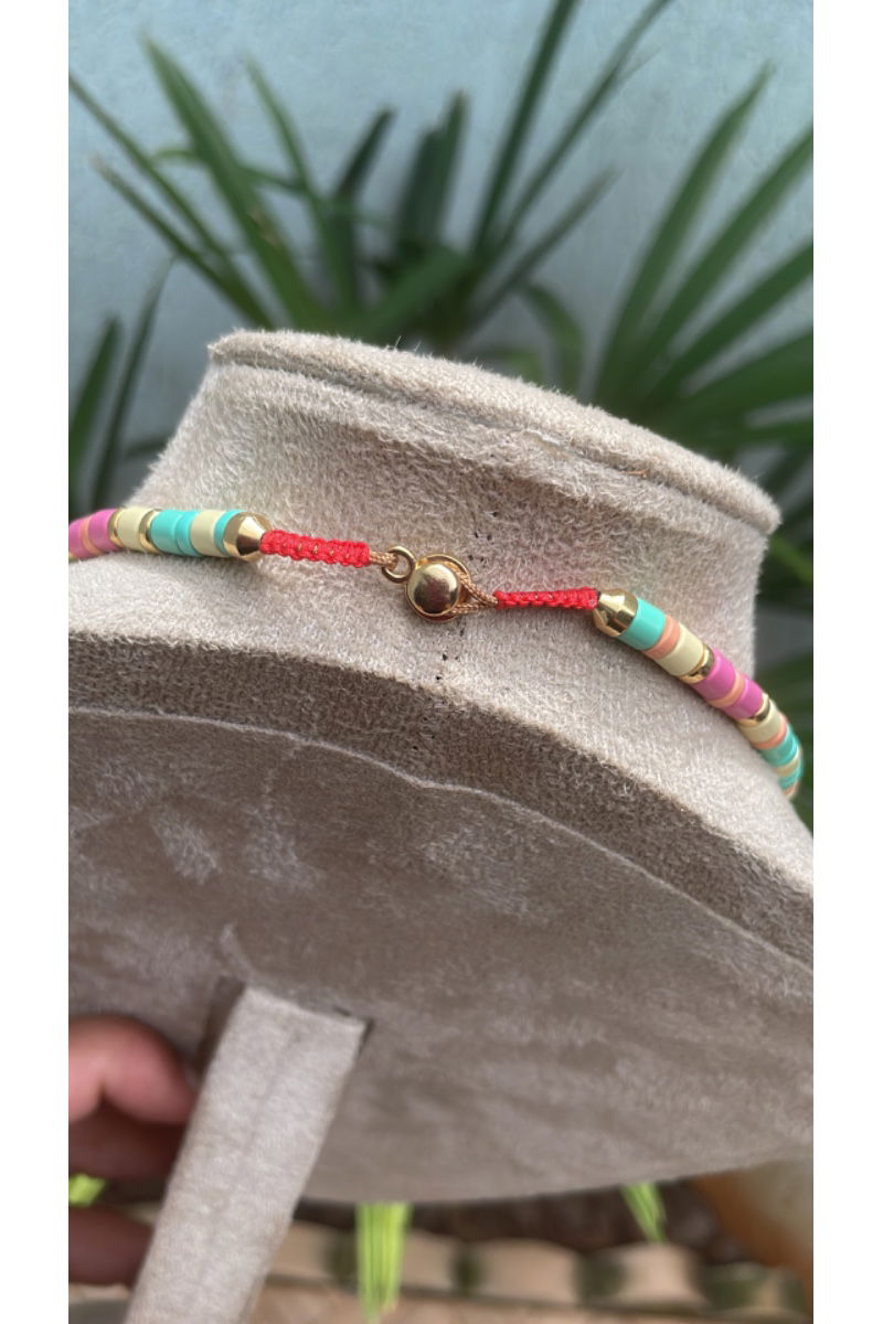 Choker de Metal Colorido em Banho de Ouro