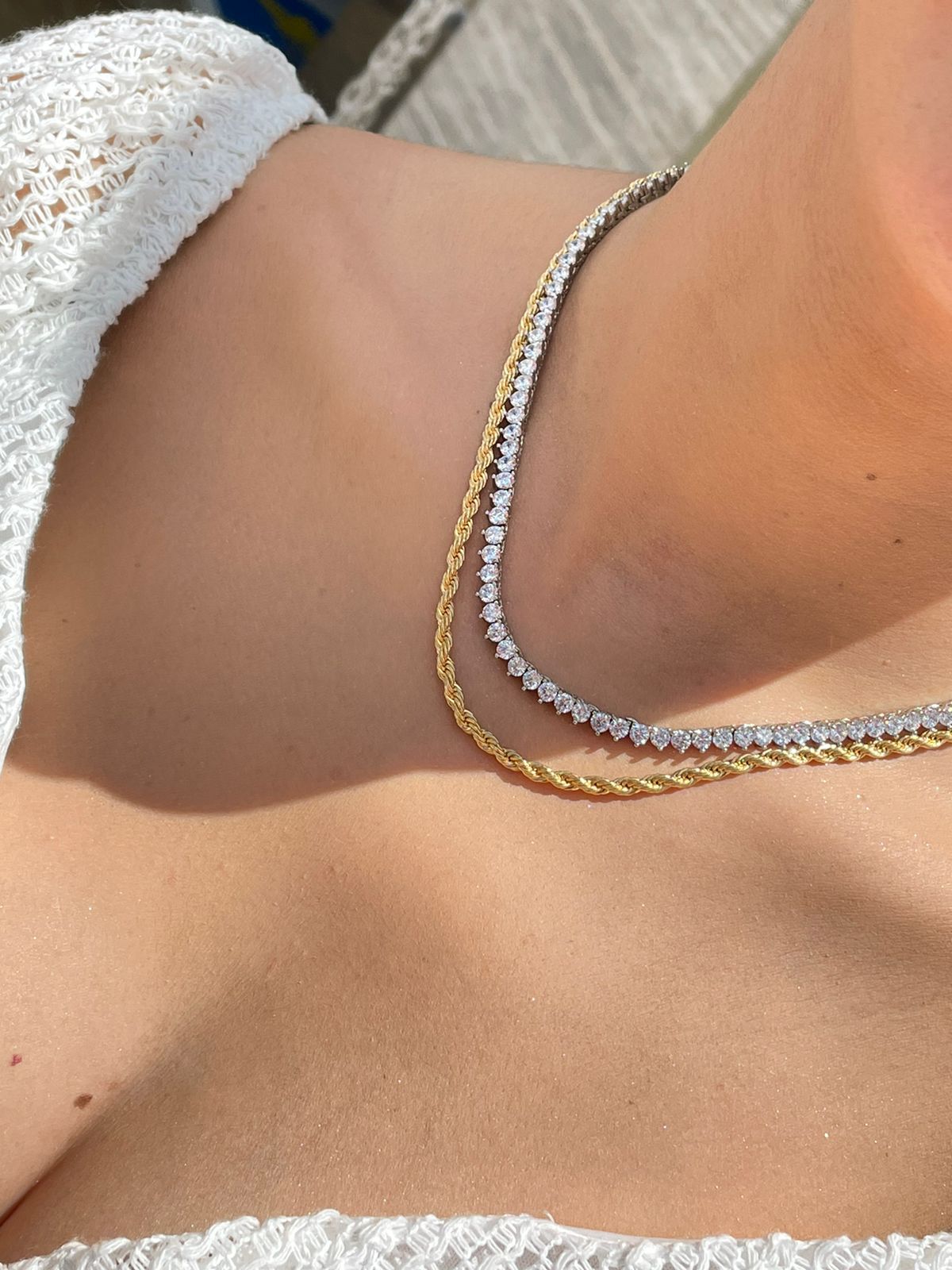 Riviera 3 Pontas Cristal ( Fecho Joia) em Ródio Branco