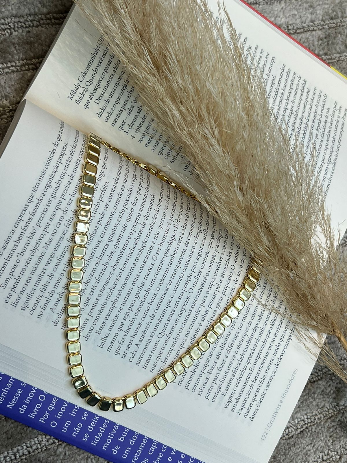 Colar com Retângulo Lisos (Fecho Joia) em Banho de Ouro