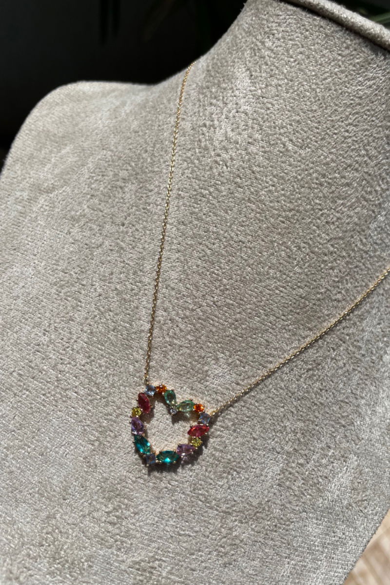 Colar Coração Colors em Banho de Ouro