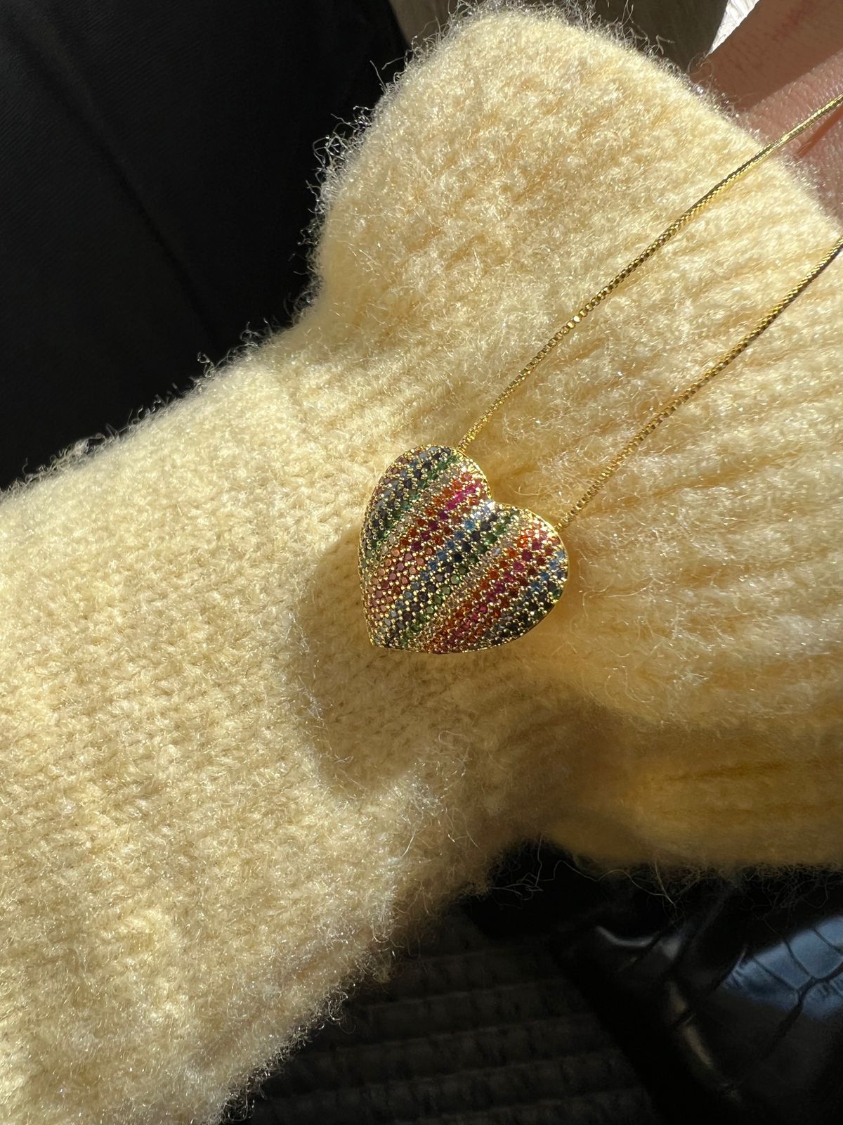 Colar Coração M com Zircônia Colorida em Banho de Ouro