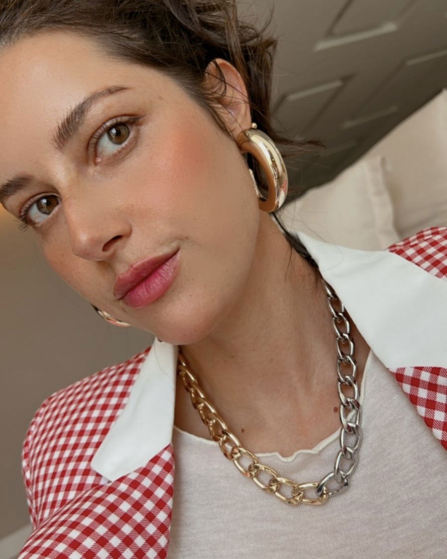 Colar Corrente Mistura de Banhos em Banho de Ouro e Ródio Branco