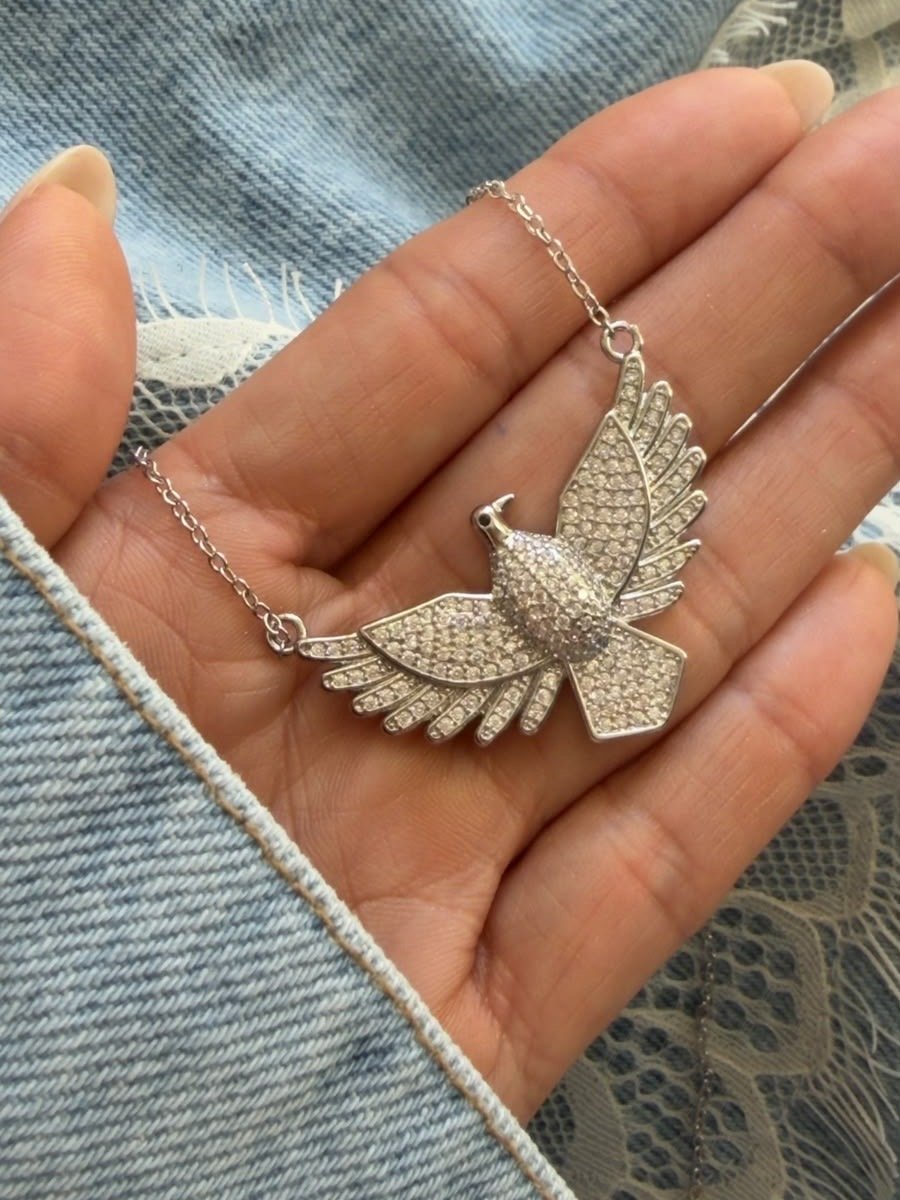 Colar Espírito Santo com Zircônia Cristal em Banho de Ródio Branco