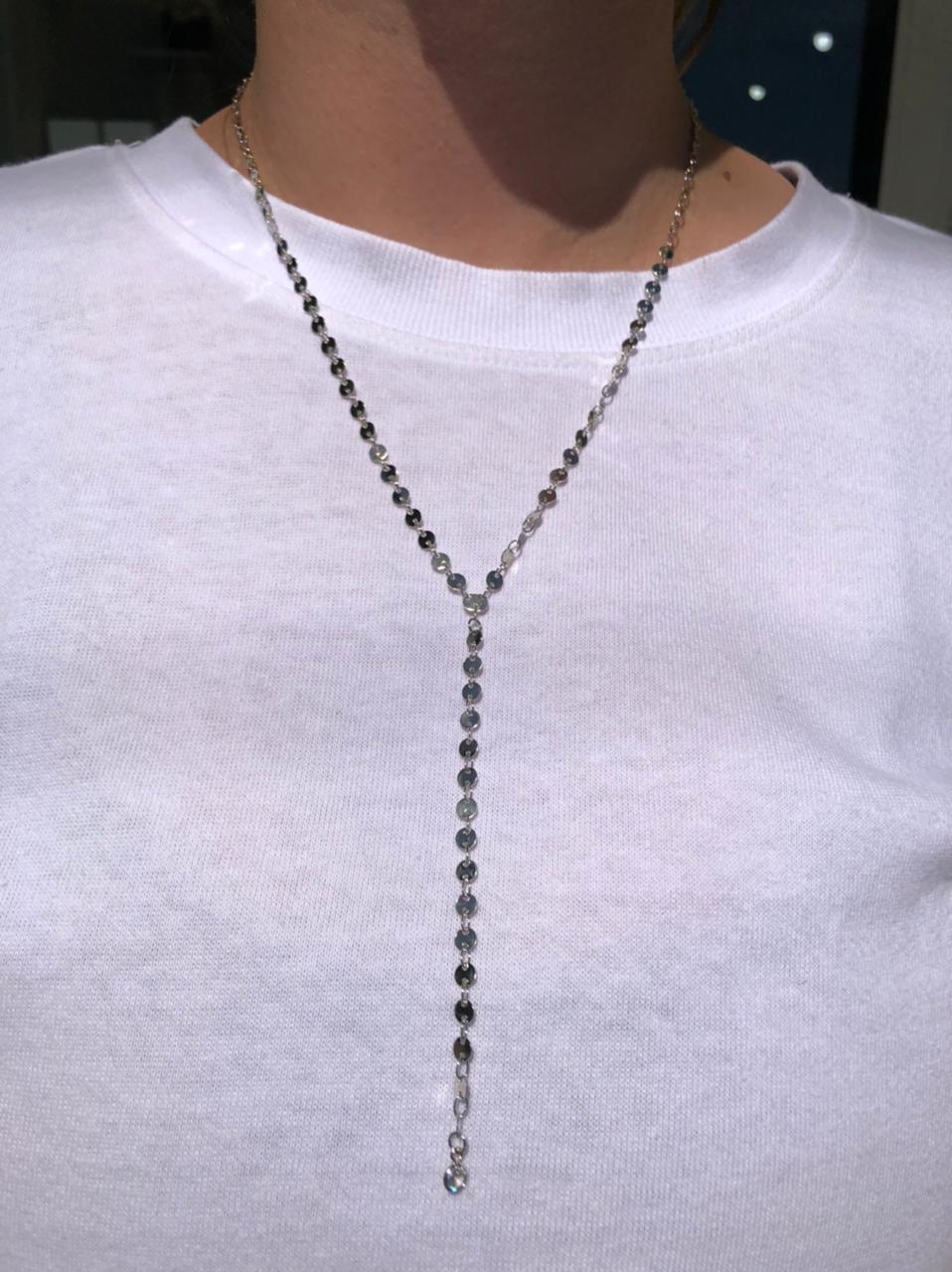 Colar Gravatinha em Ródio Branco