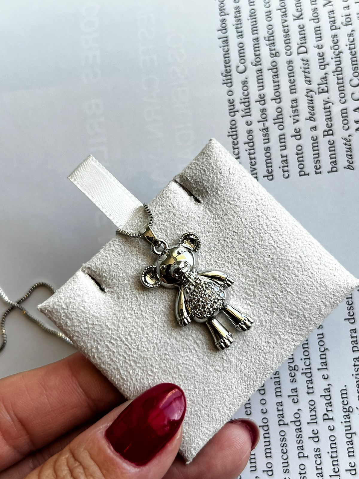 Colar Ted com Zircônia Cristal em Banho de Ródio Branco