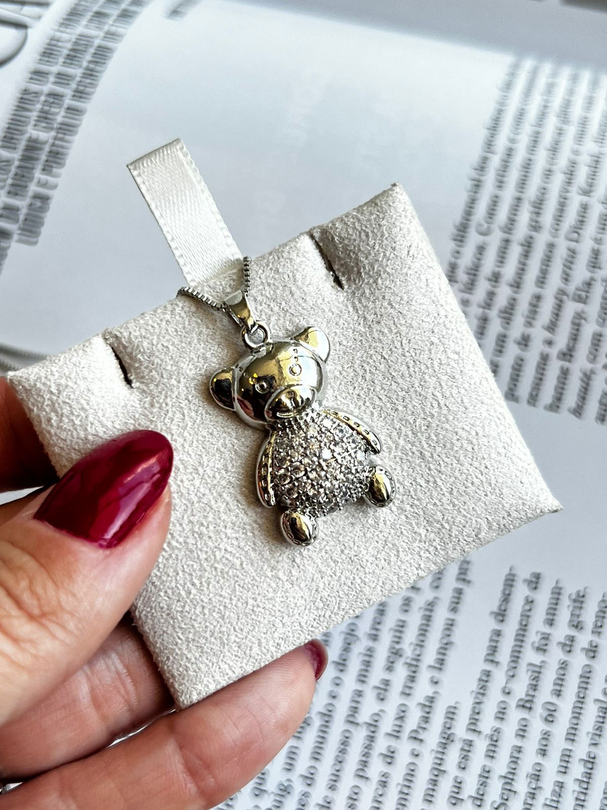 Colar Ted Gordinho com Zircônia Cristal em Banho de Ródio Branco