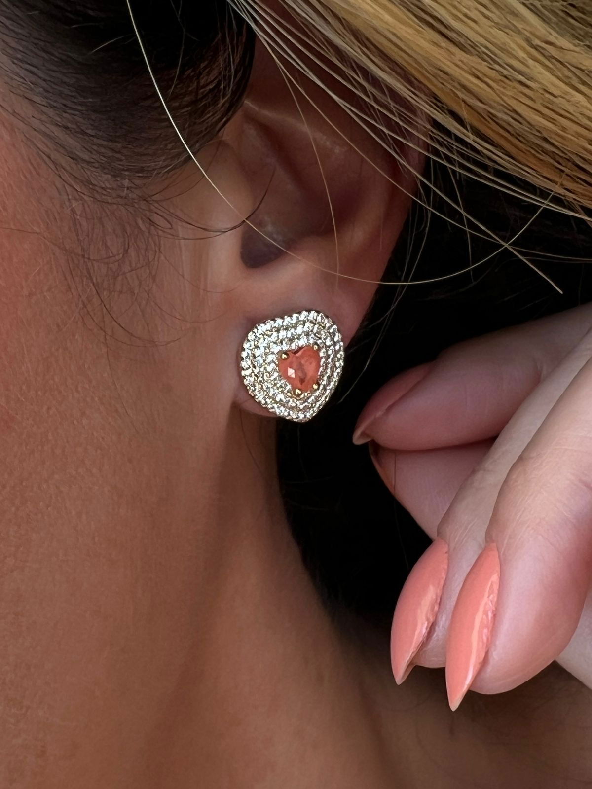 Conjunto com Corrente Bola e Fusion Laranja em Banho de Ouro