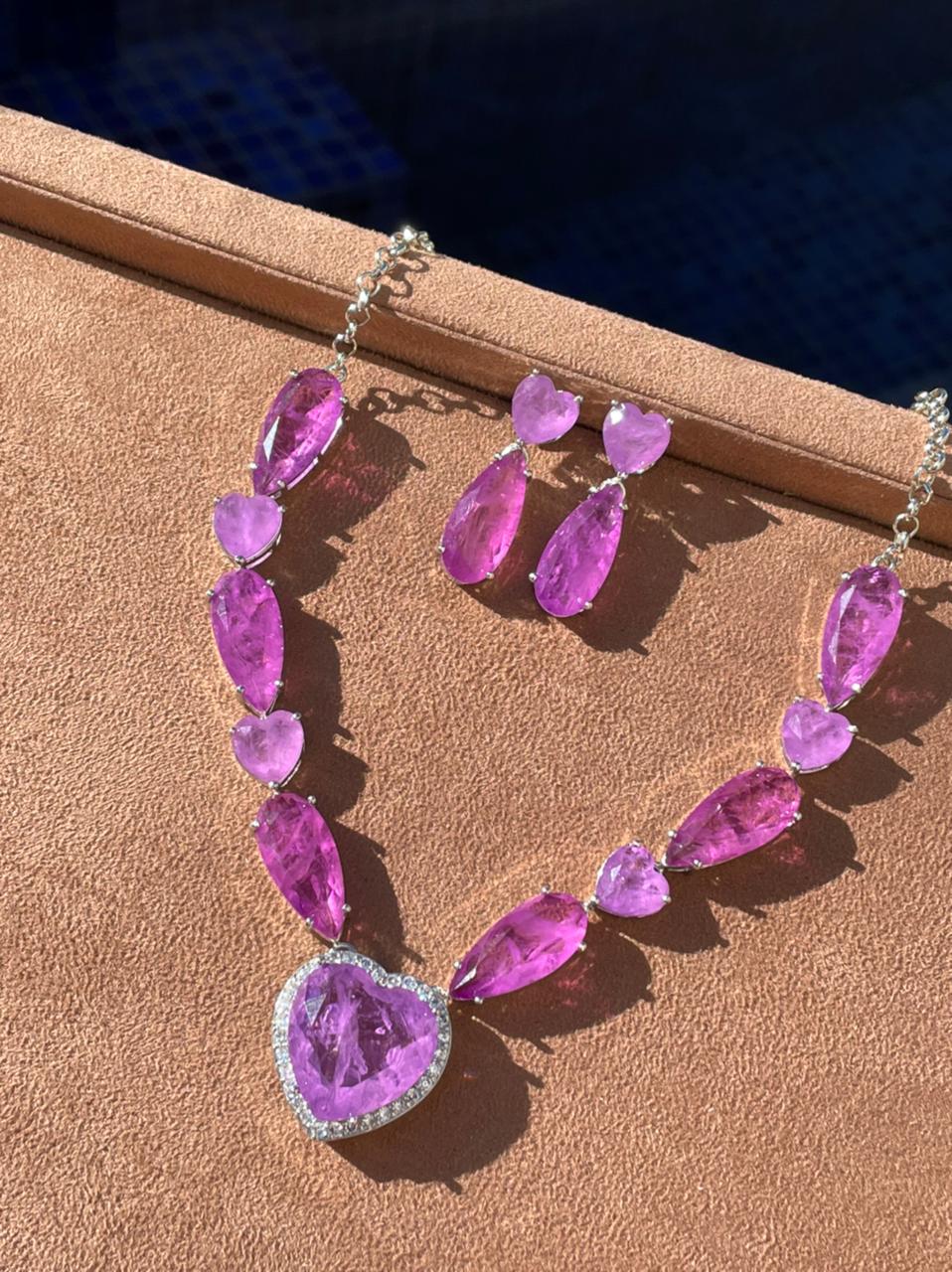 Colar Max com Fusion Violeta e Zircônia Cristal em Ródio Branco