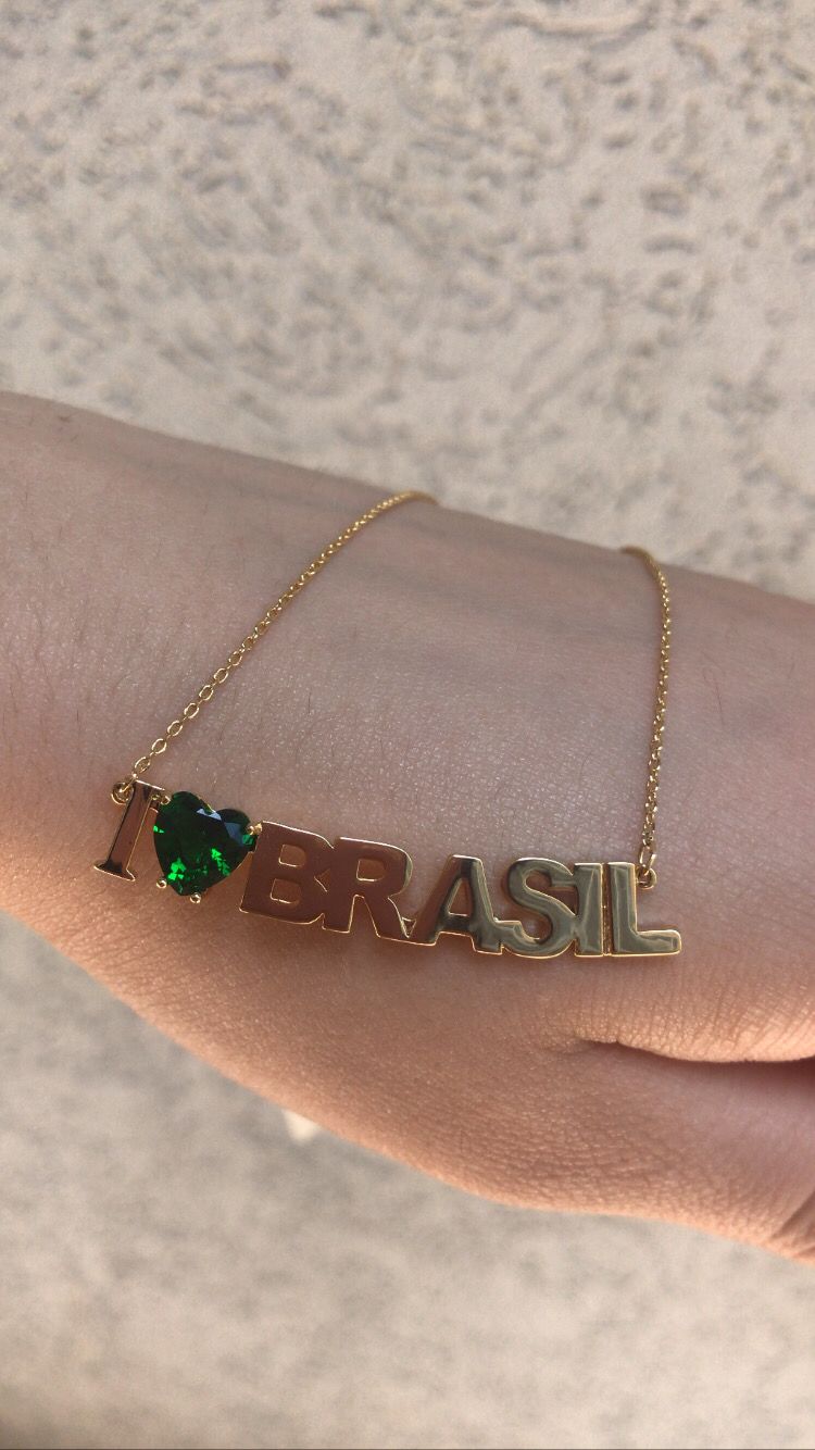 Colar Brasil com Zircônia Verde Esmeralda em Banho de Ouro