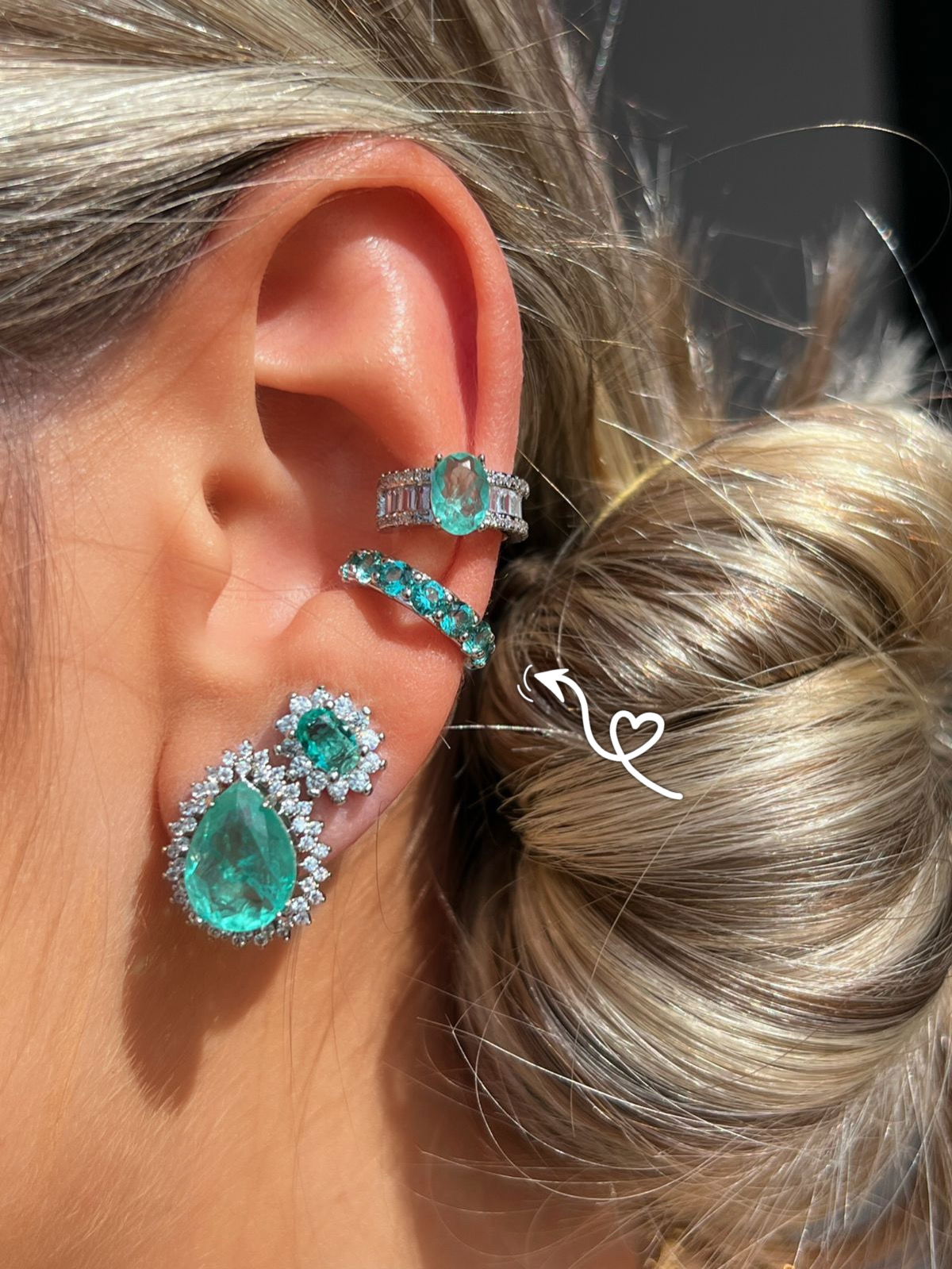 Piercing Fake com Zircônia Redonda Turmalina em Ródio Branco