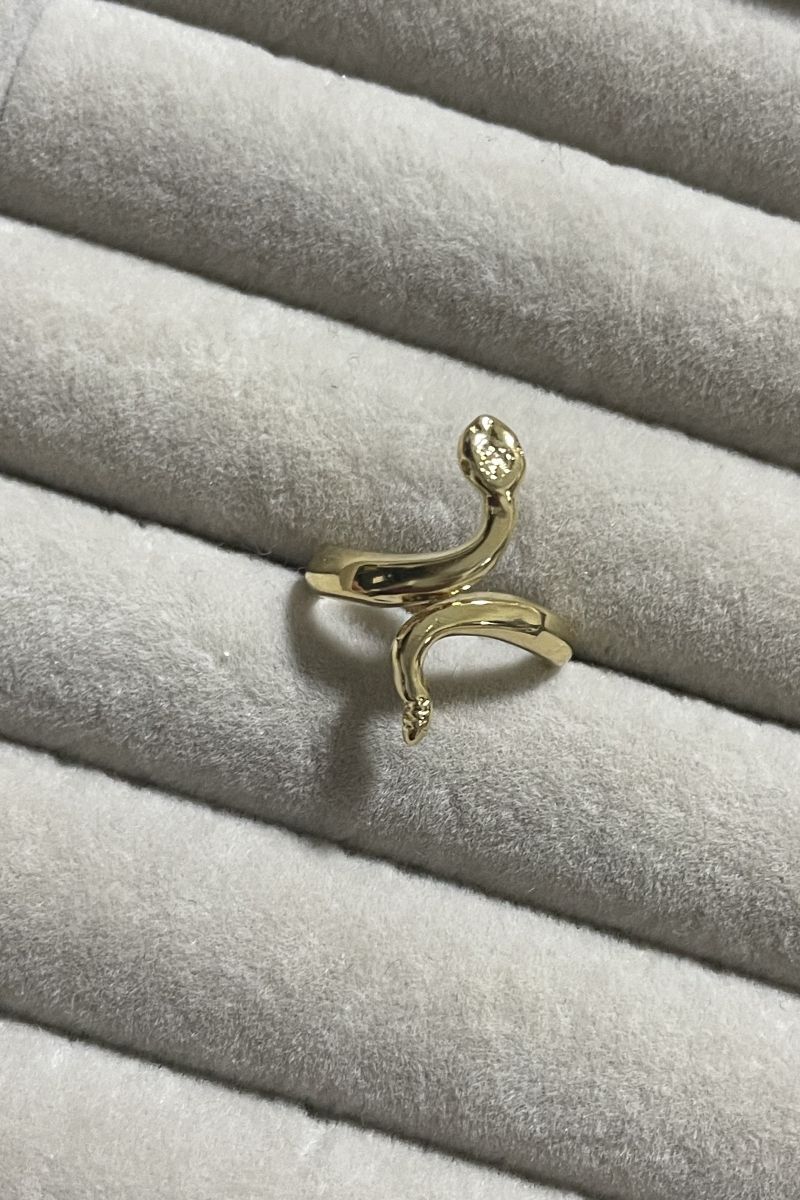 Anel Falange Serpente Regulável em Banho de Ouro