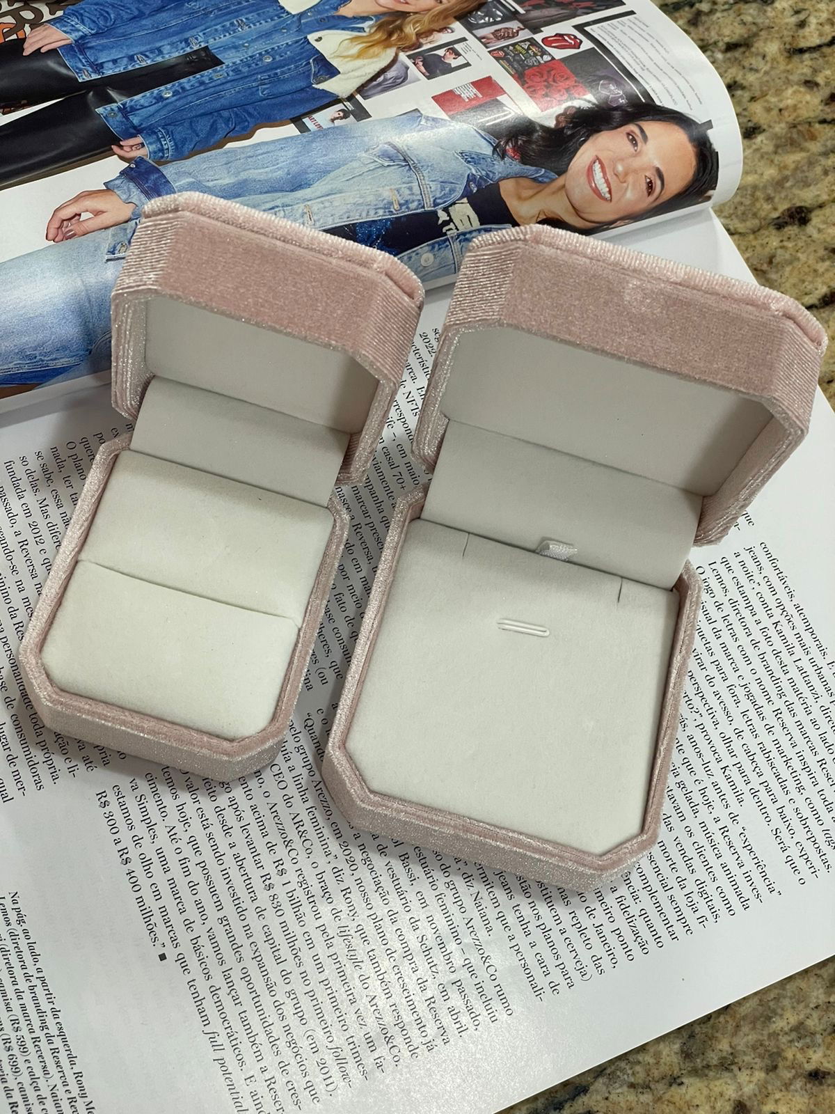 Estojo Veludo Rosa Claro