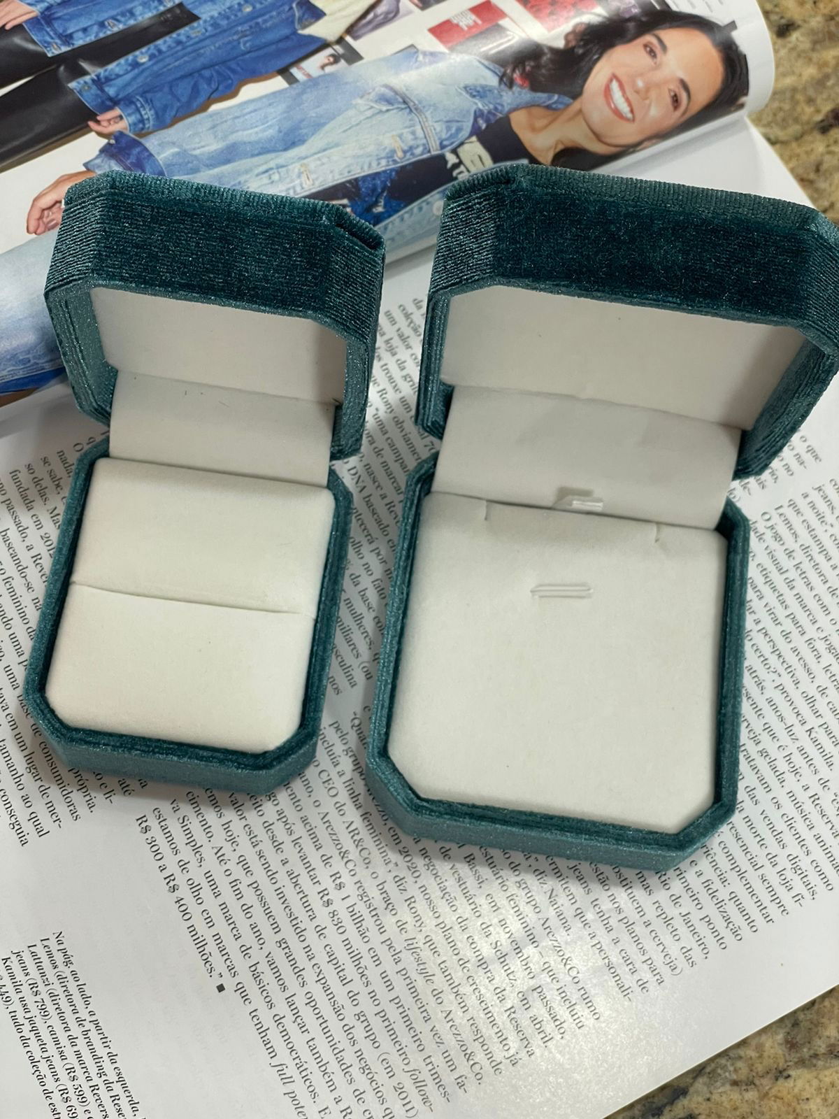 Estojo Veludo Verde Esmeralda