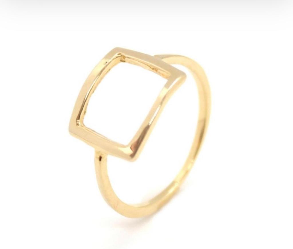 Anel Quadrado Inspired em Banho de Ouro