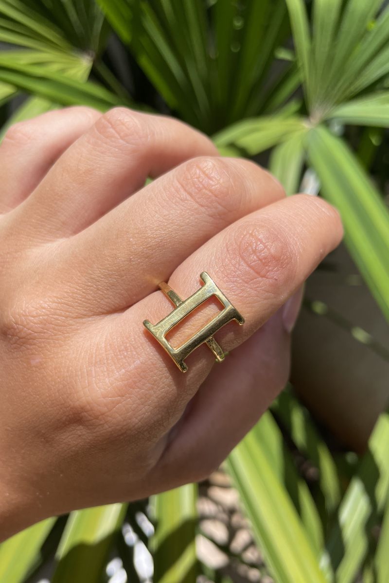 Anel Signo Gêmeos em Banho de Ouro