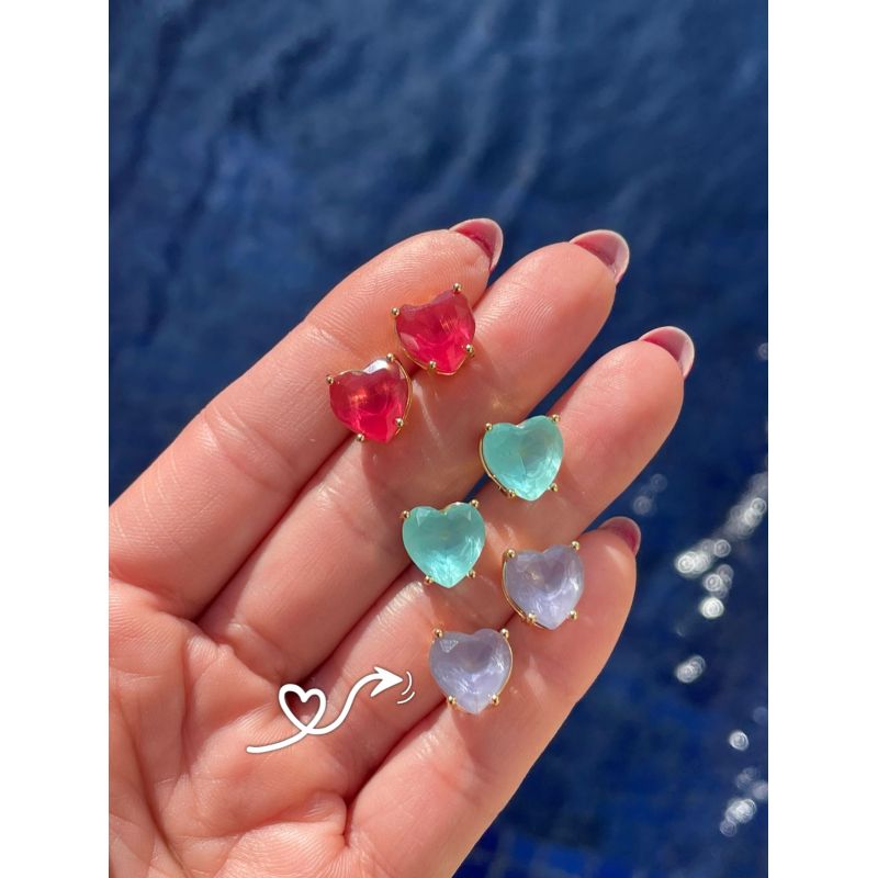 Brinco Coração Lavanda Leitosa