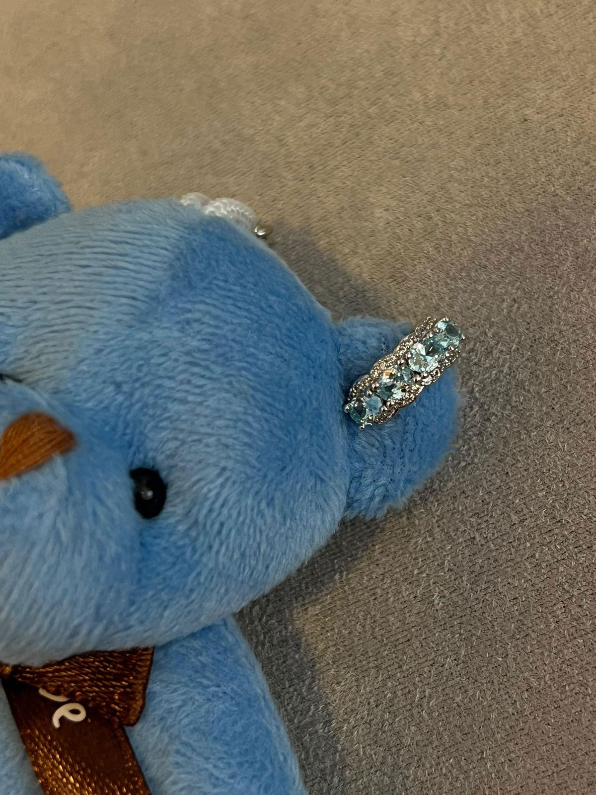 Piercing Fake com Zircônia Cristal e Água-marinha em Banho de Ródio Branco