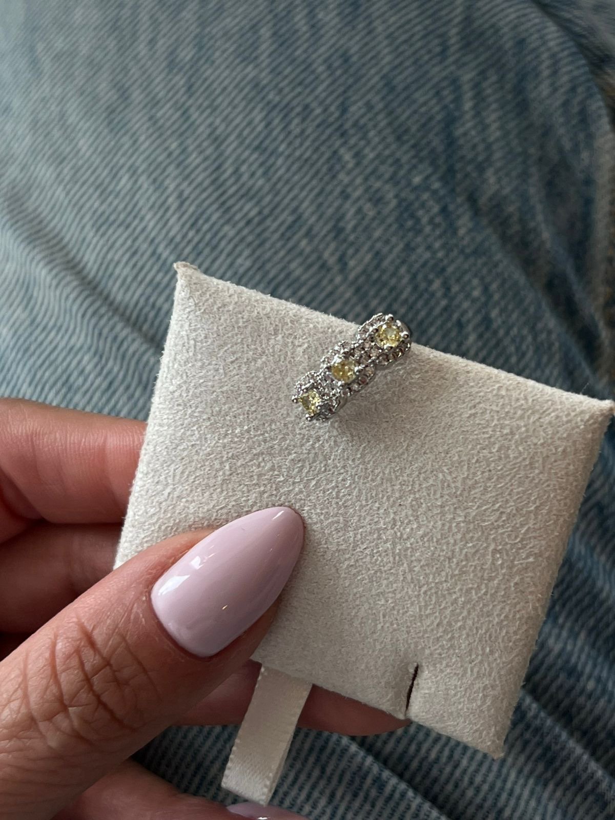 Piercing Fake com Zircônia Cristal e Citrino em Banho de Ródio Branco