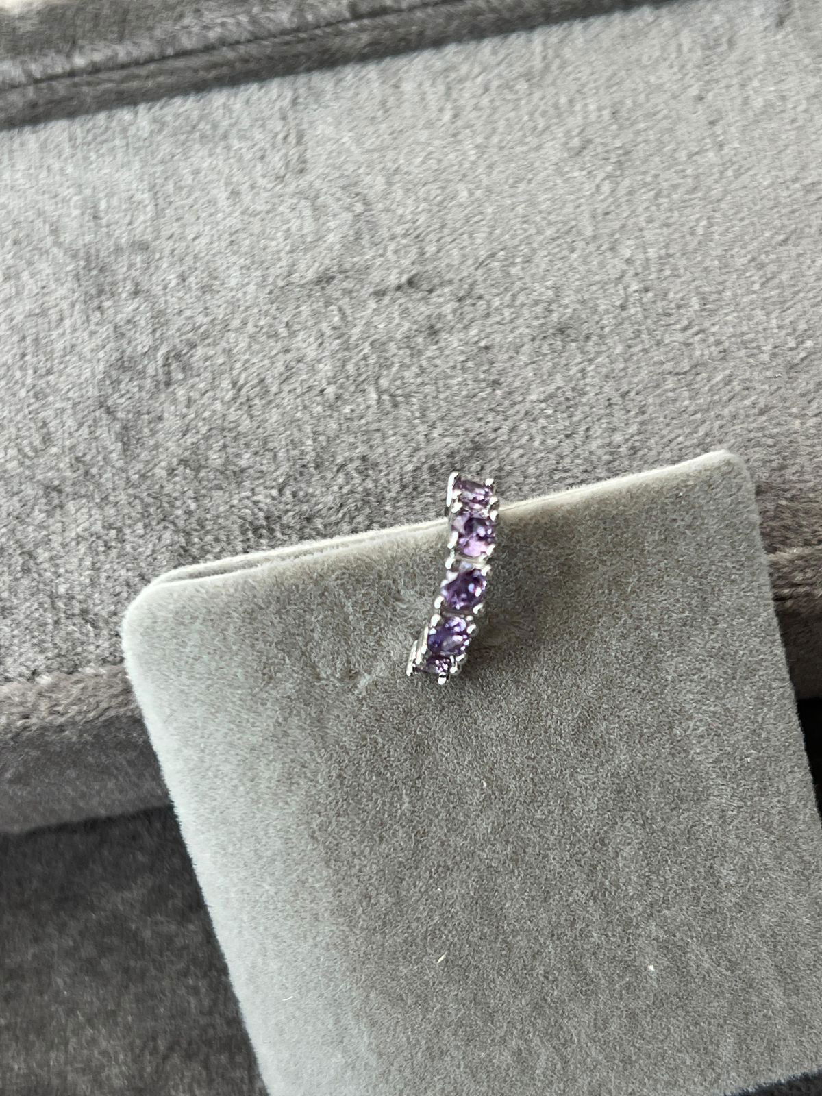 Piercing Fake com Zircônia Lilás em Banho de Ródio Branco