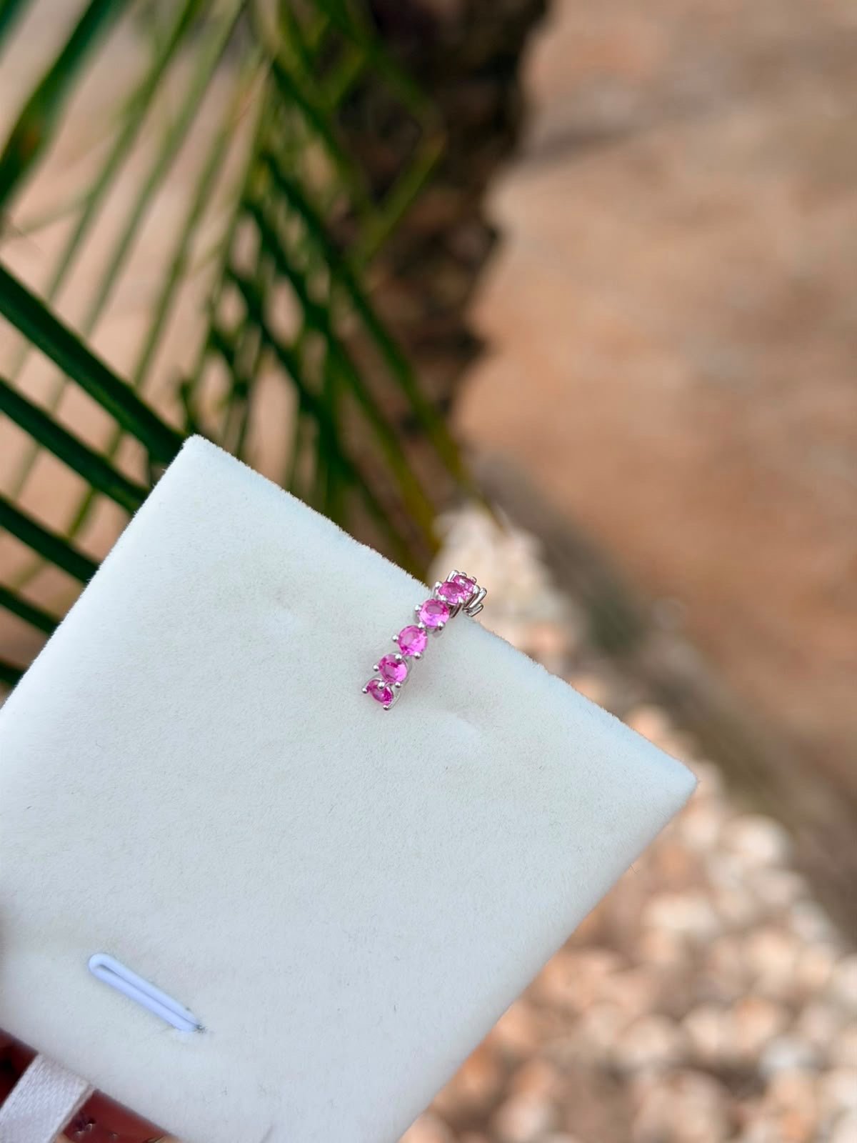 Piercing Fake com Zircônia Pink 3mm em Banho de Ródio Branco