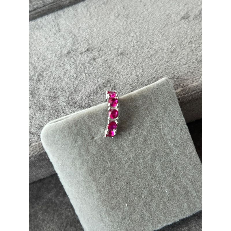 Piercing Fake com Zircônia Pink em Banho de Ródio Branco