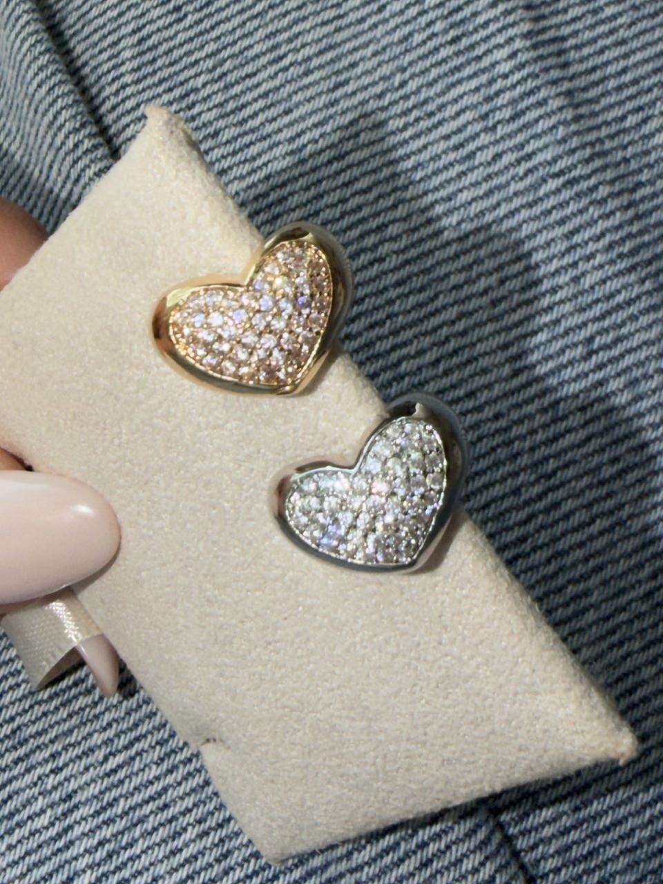 Piercing Fake Coração com Zircônia Cristal em Banho de Ouro