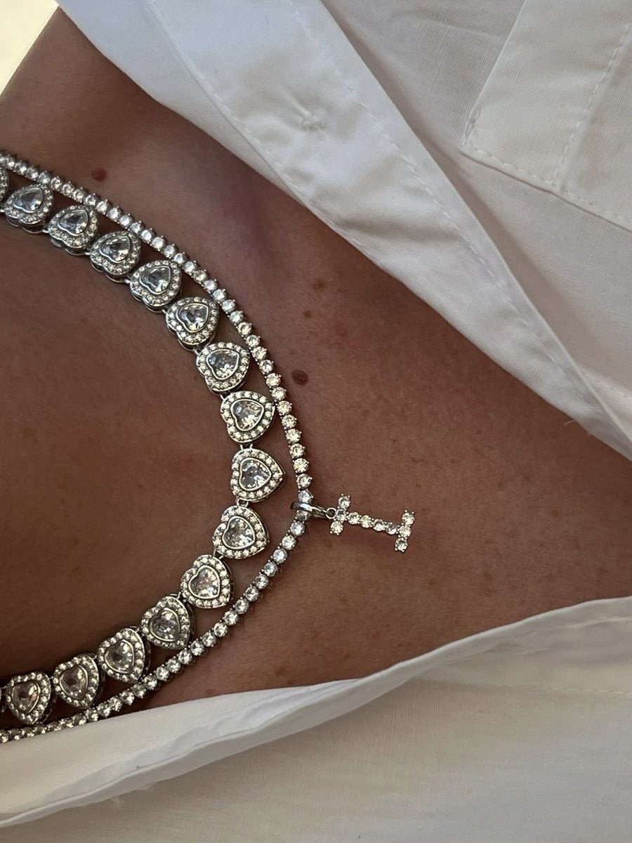 Pingente Letra para (Riviera 3mm e 4mm ) com Zircônia Cristal em Banho de Ródio Branco