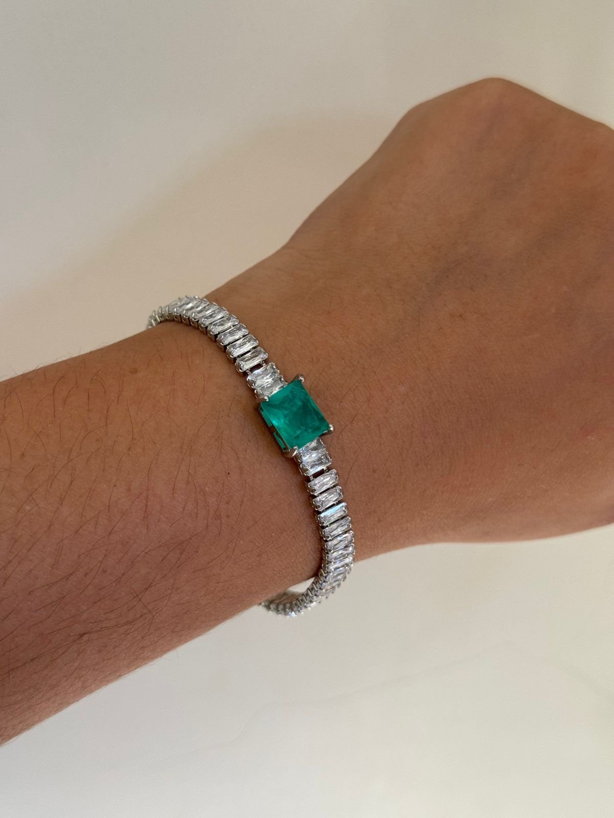 Pulseira com Zircônia Cristal e Fusion Turmalina em Banho de Ródio Branco