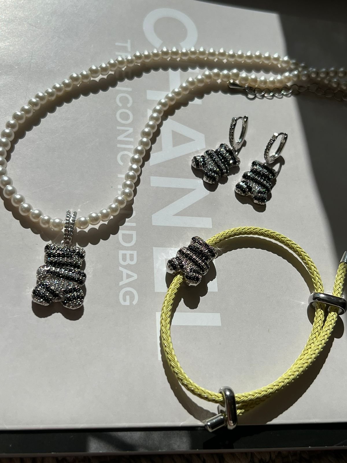 Pulseira Inox Gravatinha Colorida Verde Lima com Ted Zircônia Cristal em Banho de Ródio Branco