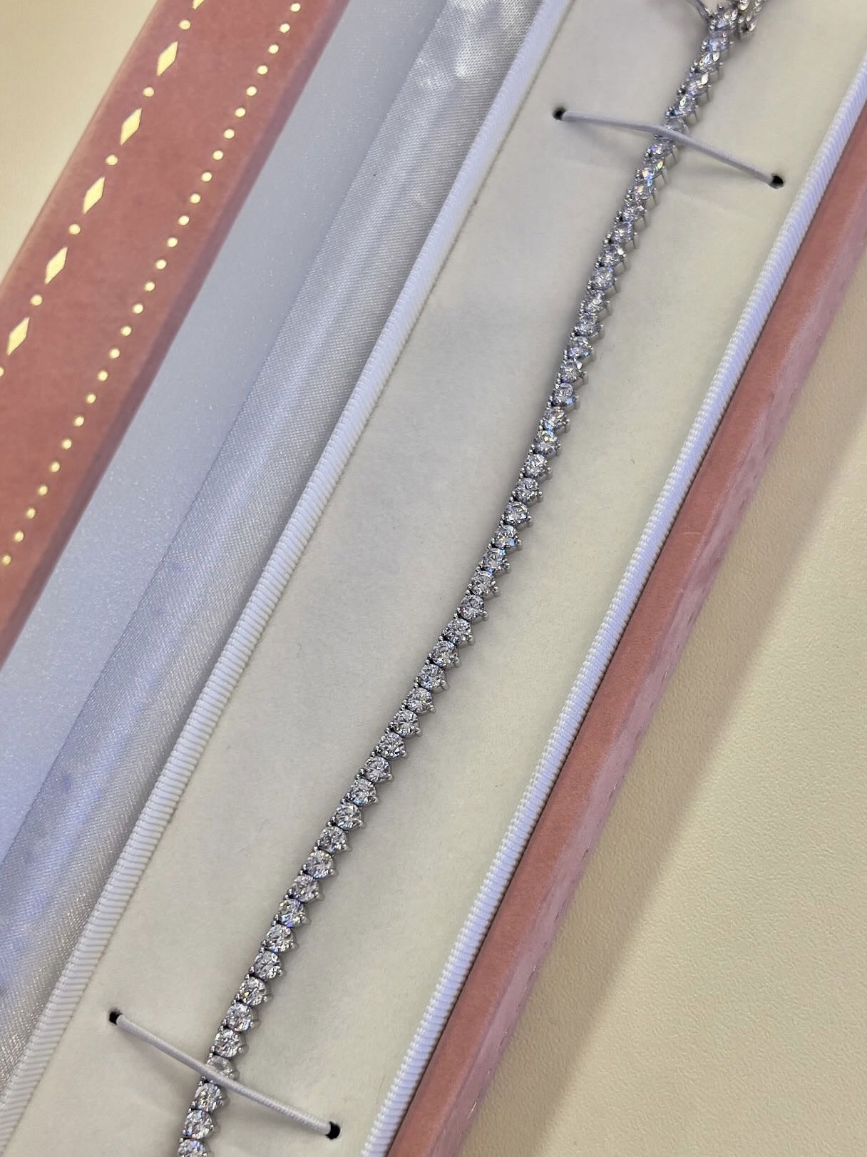 Pulseira Riviera 3 pontas 3mm ( Fecho Joia ) em Banho de Ródio Branco