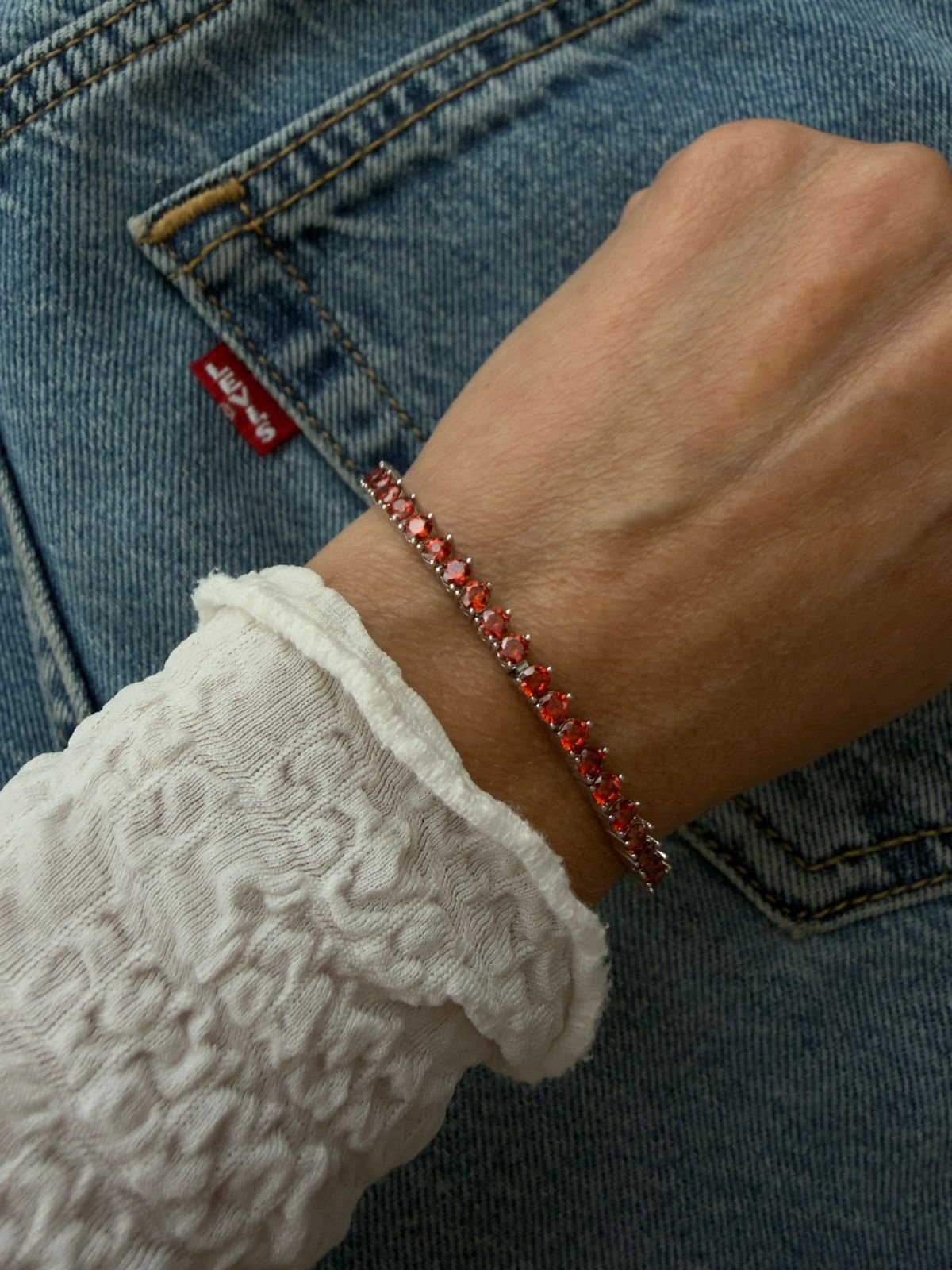 Pulseira Riviera 3 pontas Aperol 3mm (Fecho Joia) em Banho de Ródio Branco