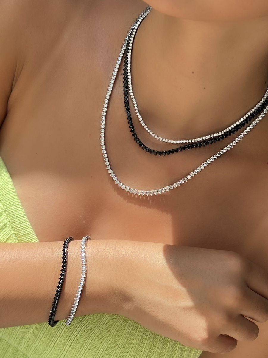 Pulseira Riviera Três Pontas Black (Fecho joia) em Banho de Ródio Negro