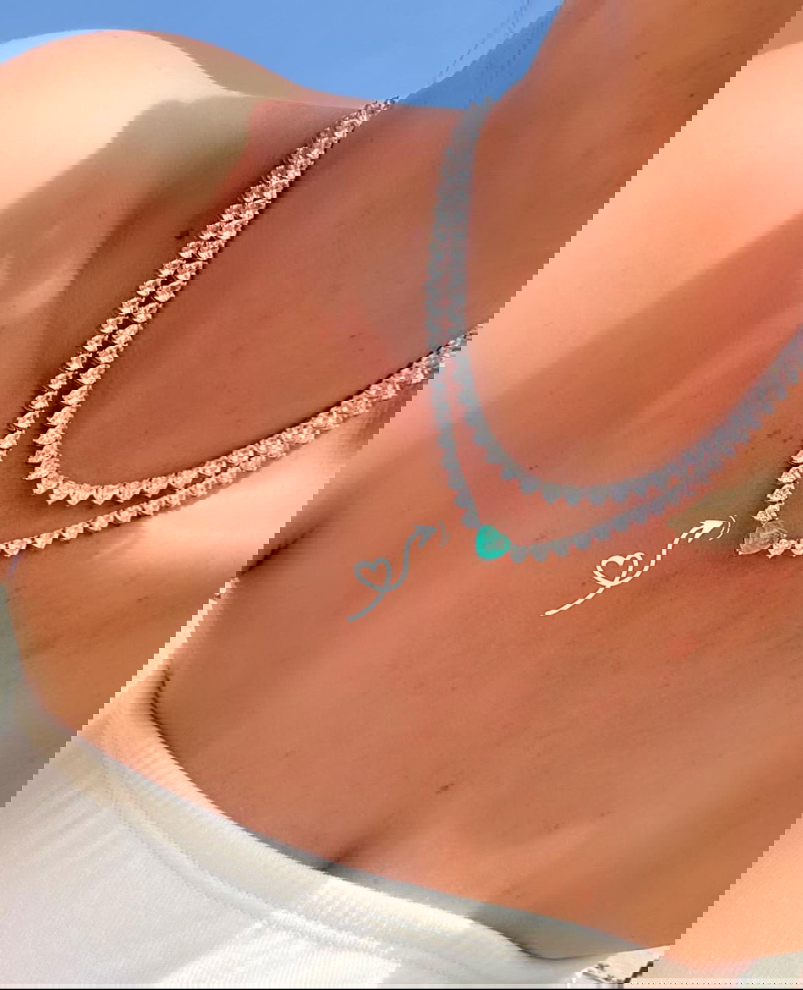 Riviera com Coração Fusion Esmeralda Colombiana e Zircônia Cristal em Banho de Ródio Branco