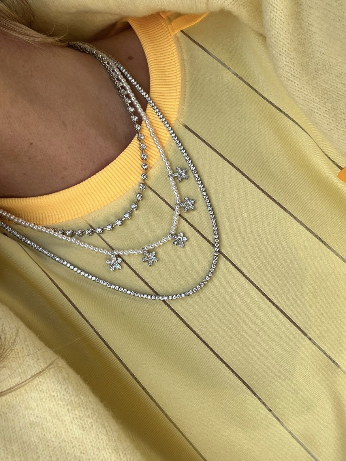 Riviera com Zircônia Cristal 40cm (Fecho Joia) em Banho de Ródio Branco