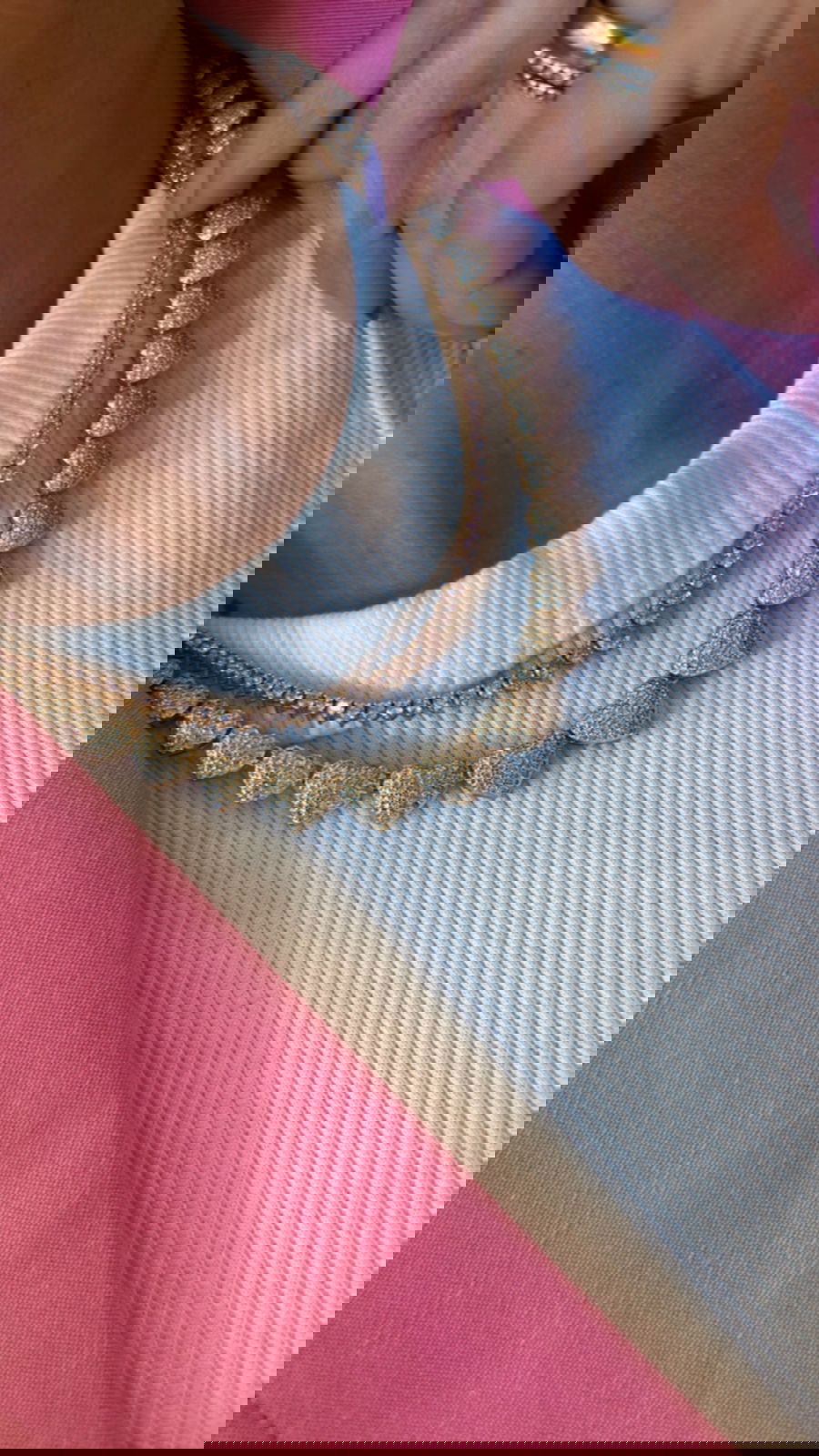 Riviera com Zircônia Cristal/Rosa (Fecho Joia) em Banho de Ródio Branco