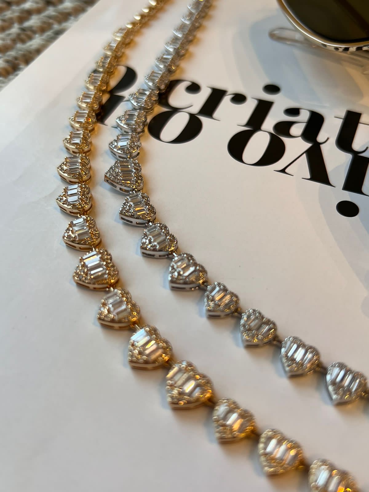 Riviera Coração Zircônia Cristal (Fecho Joia) em Banho de Ouro